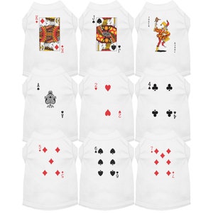 Speelkaarten Hondenkostuums, kaartspel Shirts voor honden Katten - Bijpassende hondenkostuums T-shirts - Halloween-kostuumtops voor huisdieren