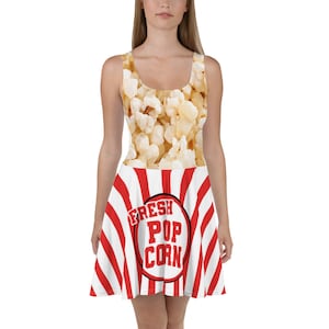 Popcorn Halloween Costume, Popcorn Dress For Teens, Women Adults, Skater Dress, Carnival Dress