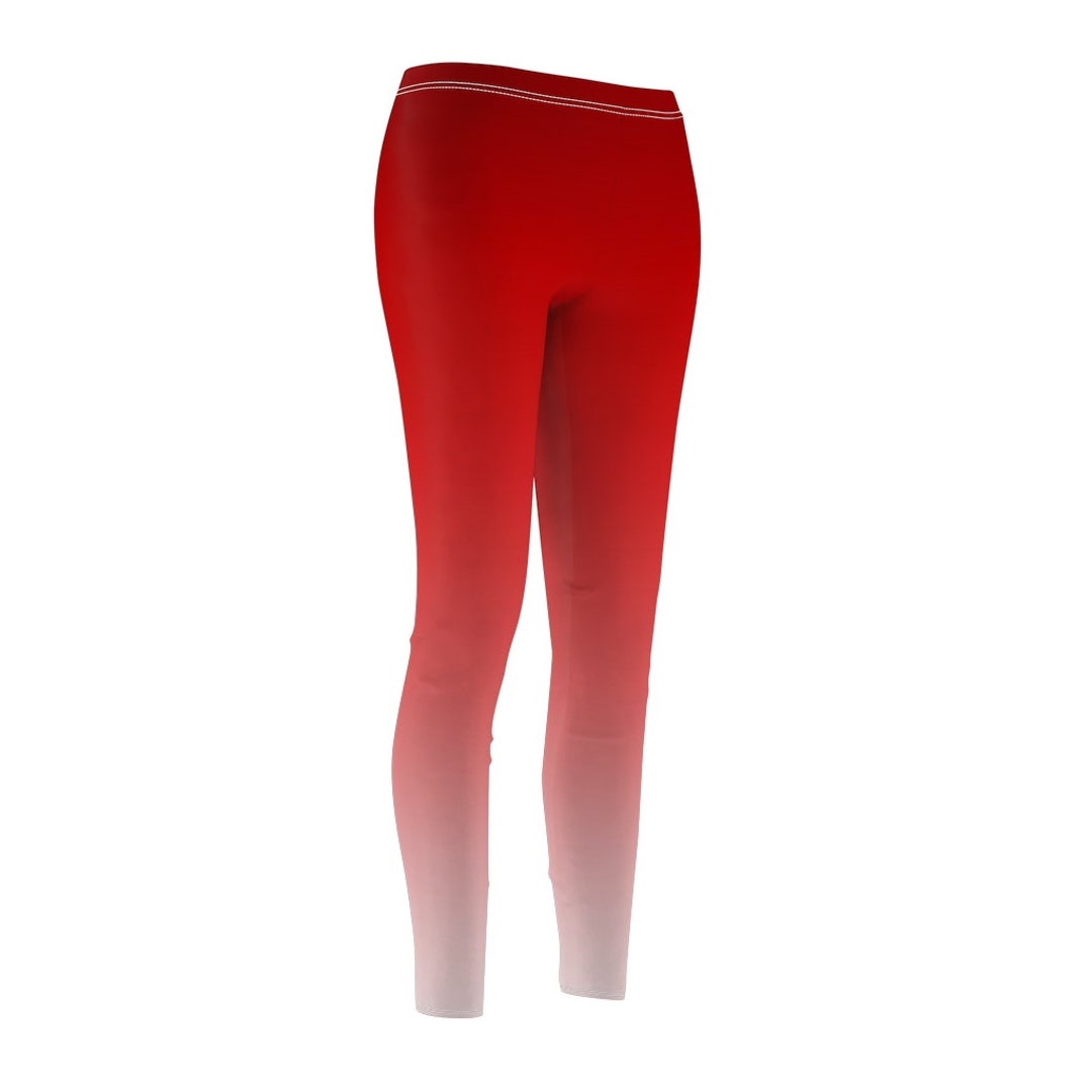 Red Ombre Womens Leggings Red and White Yoga Leggings Red - Etsy