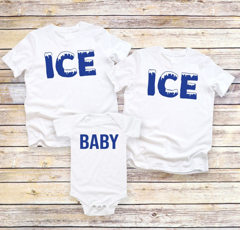 Ice Ice Baby Family Halloween Costumes, Ice Ice Baby Family Tshirts For Mom Dad and Baby, Group Costumes, Funny New Parents Gift 