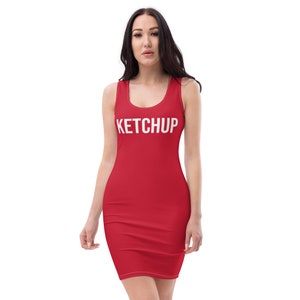 Halloween Costume Women, Ketchup Condiment Dress, Bodycon Dress, Condiment Costume For Teens and Women, Food Costume