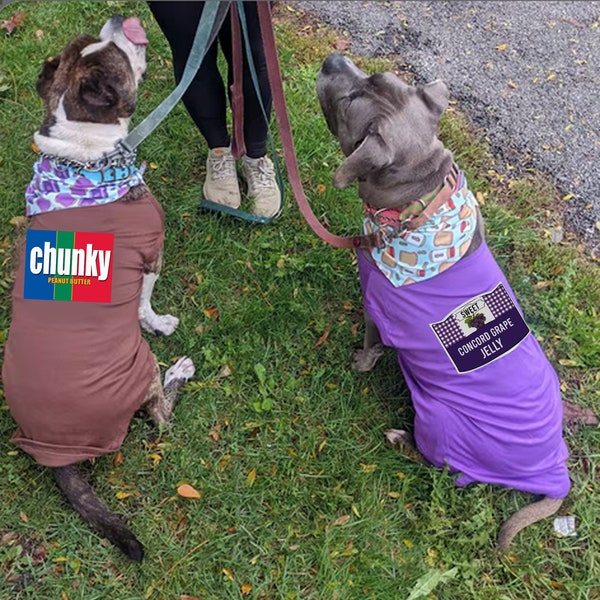 Dog Halloween Costumes, Peanut Butter and Jelly Shirts For Pet Dogs Cats, Matching Dog TShirts, Tees Pets For Small Medium Large Big Dog