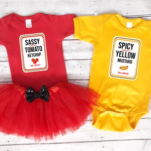 Twin Halloween Costume Baby Boy Girl - Twin Halloween Costume - Matching Ketchup Mustard Sister Brother Costumes - Newborn Infant Halloween