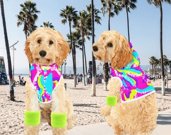 Halloween Costumes For Dogs, Malibu Pet Hoodie, Skater Beach Workout Tropical Movie Pet Costume For Small Medium Dogs, Funny Dog Costumes