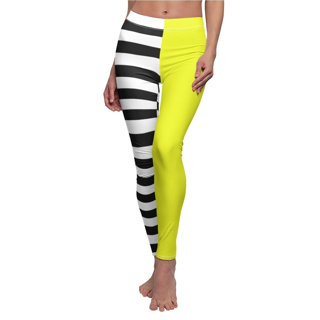 White Striped Leggings Yoga Leggings 