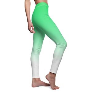 Green Ombre Womens Leggings Green White 