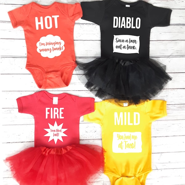 Baby Girl Halloween Costume, Halloween Kid Costume, Taco Sauce Packet Shirts, Tutu Costumes- Baby Toddler Girls Halloween Outfits