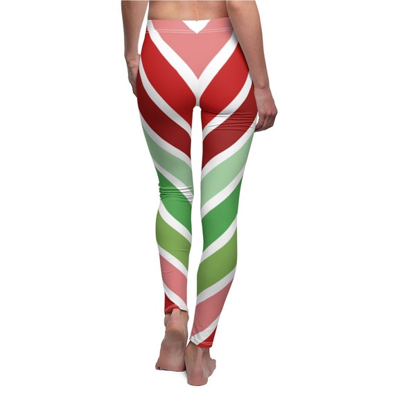 Christmas Leggings for Women, Striped Leggings, Candy Cane