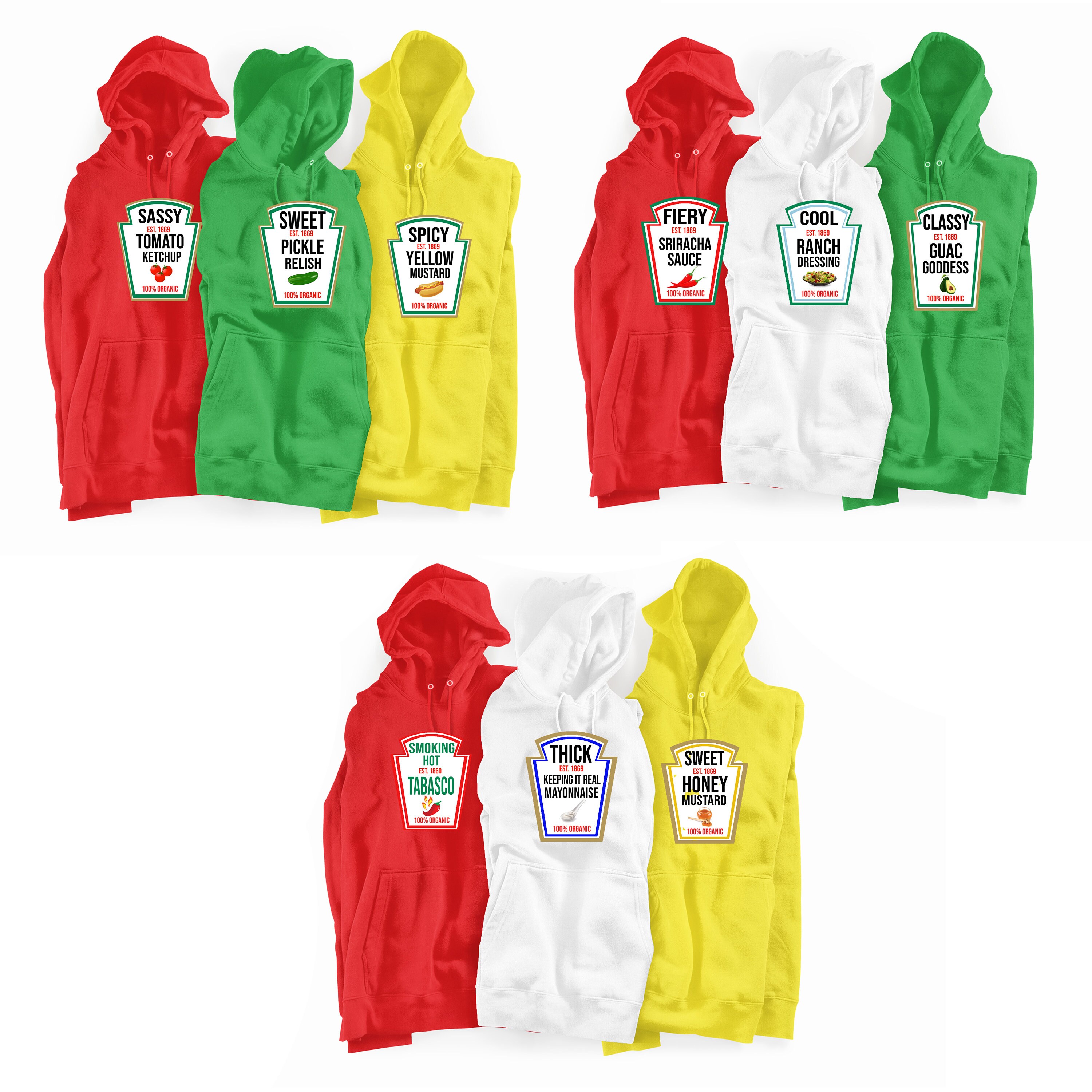 Condiment Hoodies Halloween Costumes Women Men Youth Group Etsy