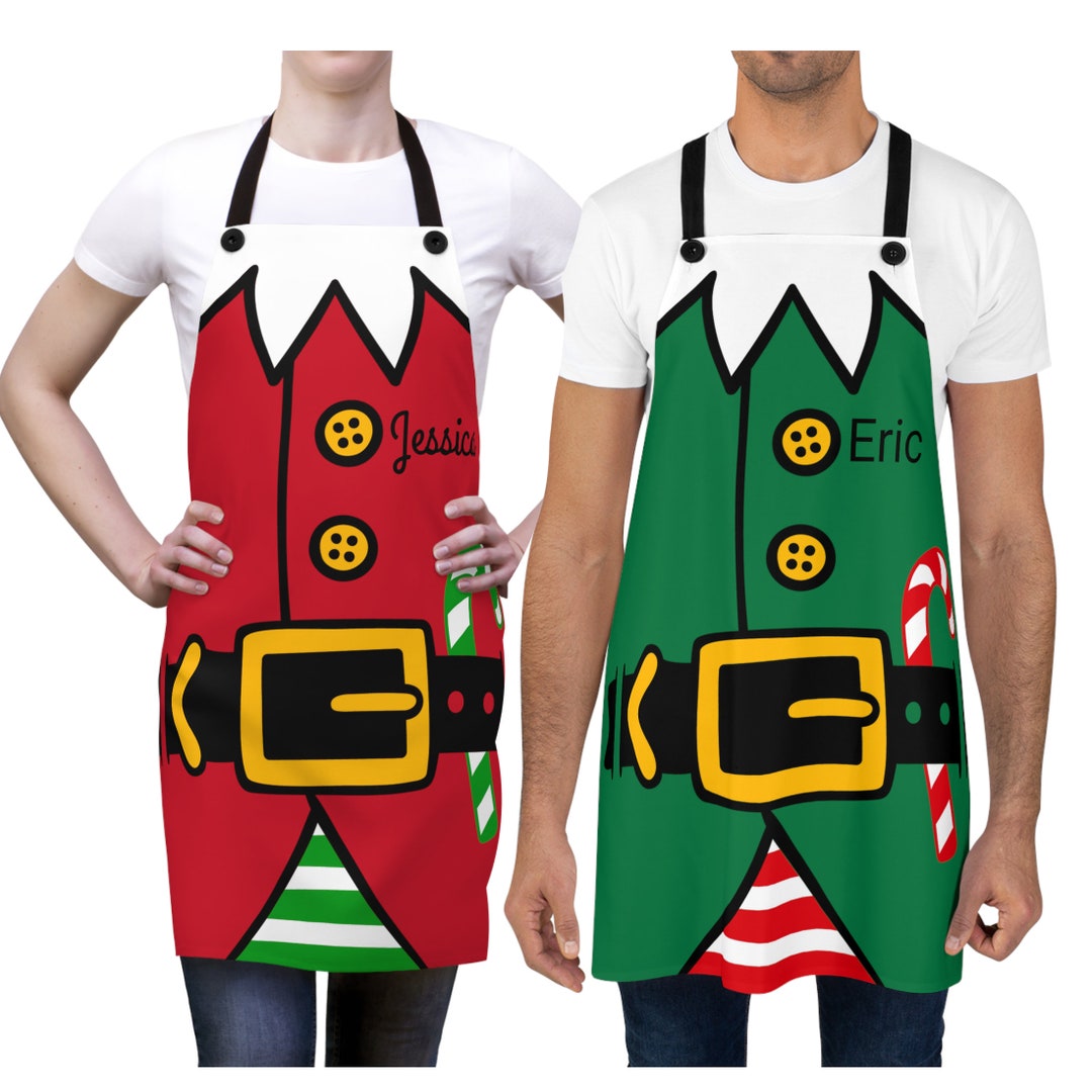 Christmas Elf Apron, Personalized Holiday Aprons, Family Aprons