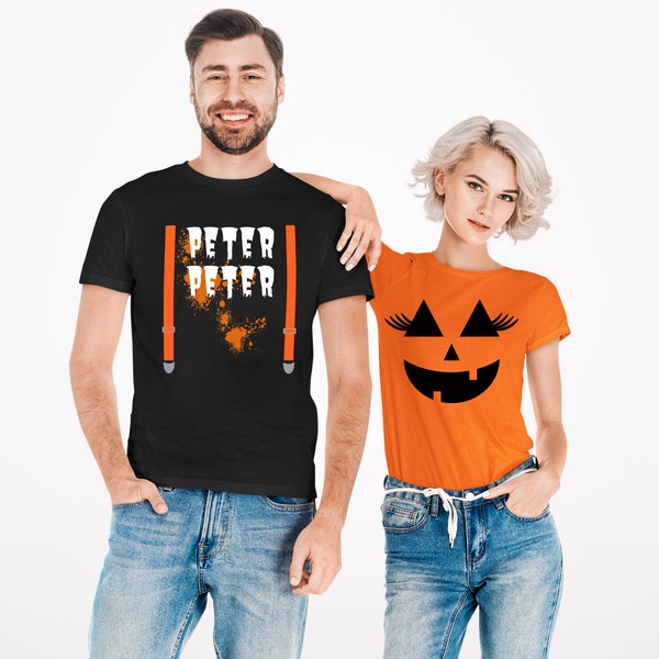 Halloween Couples Costumes, Couples Shirts, Funny Peter Peter Pumpkin Eater T-Shirts For Men and Women, Adult Tees Plus Size