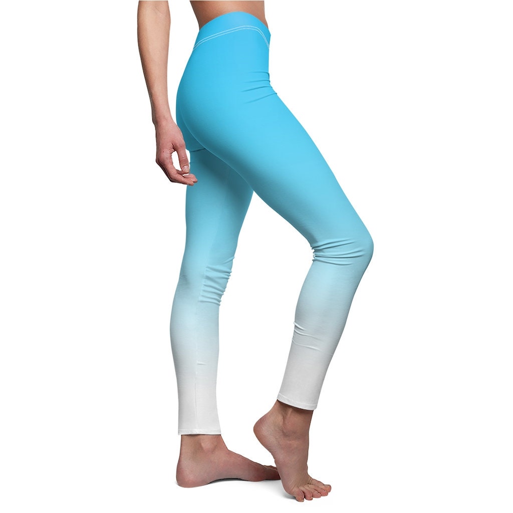 Sky Blue Ombre Womens Leggings Blue 