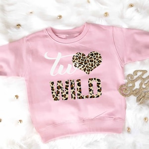 Two Wild Second Birthday Sweatshirt For Toddler Girl, Two Year Old Shirt, Girls Long Sleeve Birthday Party Shirt Cold Weather, 2 Kids Shirt