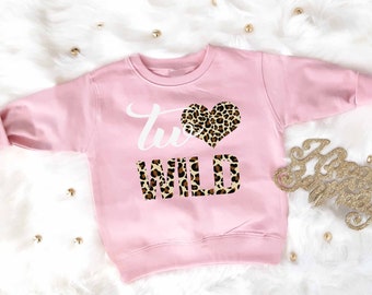 Two Wild Second Birthday Sweatshirt For Toddler Girl, Two Year Old Shirt, Girls Long Sleeve Birthday Party Shirt Cold Weather, 2 Kids Shirt