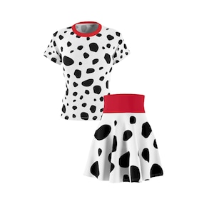 Dalmatian Outfit For Women, Dalmatian Outfit, Dog Shirt, Dog Skirt, Dalmatian Skirts and Shirt for Teen Girls and Women, Animal Print