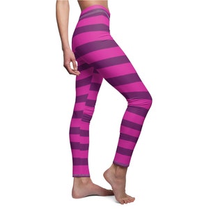 Pink and Purple Leggings, Cheshire Cat Inspired Leggings, Halloween Costumes, Cheshire Cat Leggings for Teens and Women, Striped Leggings