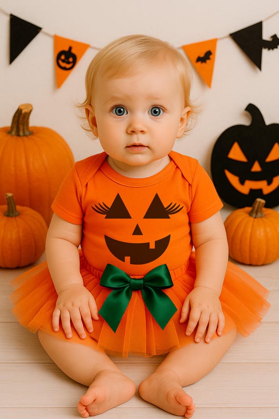 Baby Pumpkin Kostüm Halloween - Kürbis Strampler Mit Hut 0-24 Monate