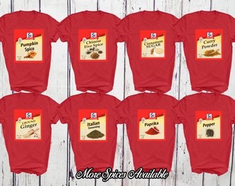 Spice Group Shirts, Girls Costumes For Friends Family Sisters Teachers Youth, Food Seasoning Tshirts, Halloween Spices Shirt For Women Teens