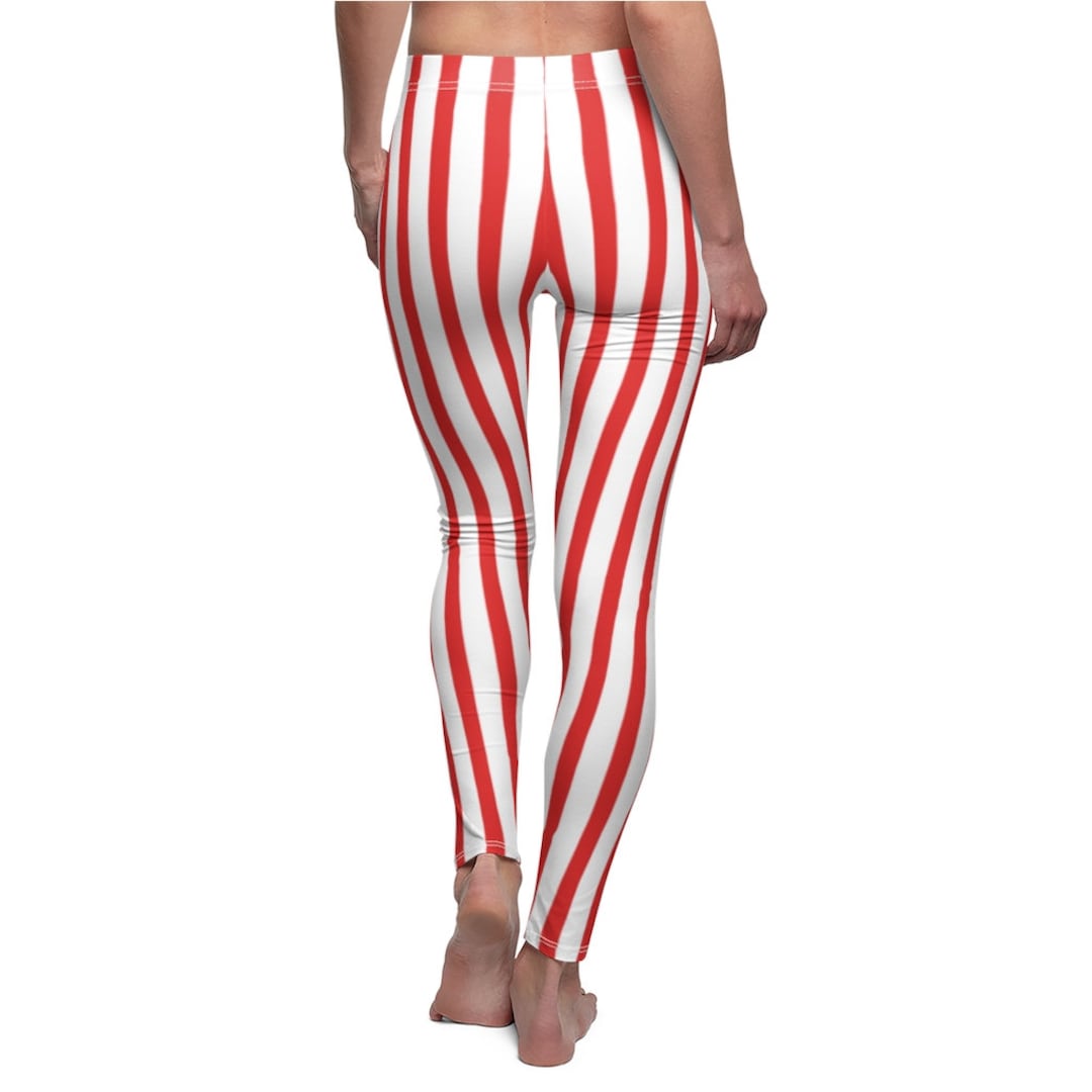 Carnival Halloween Costume Leggings Red and White Striped - Etsy
