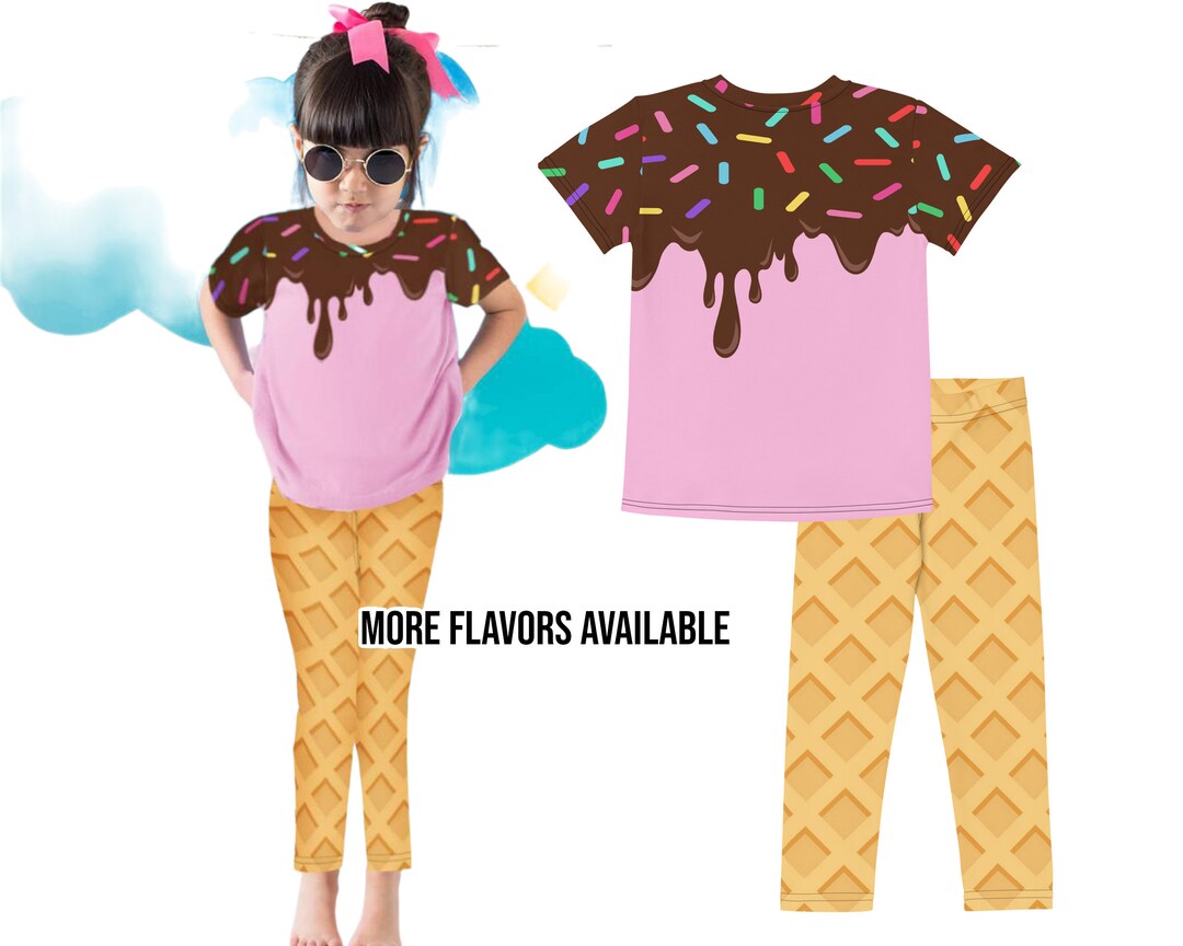 Kids Ice Cream Cone Outfit, Ice Cream Toddler Shirt Leggings, Ice Cream