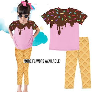 Kids Ice Cream Cone Outfit, Ice Cream Toddler Shirt Leggings, Ice Cream With Sprinkles Costume, Group Halloween Costume Youth