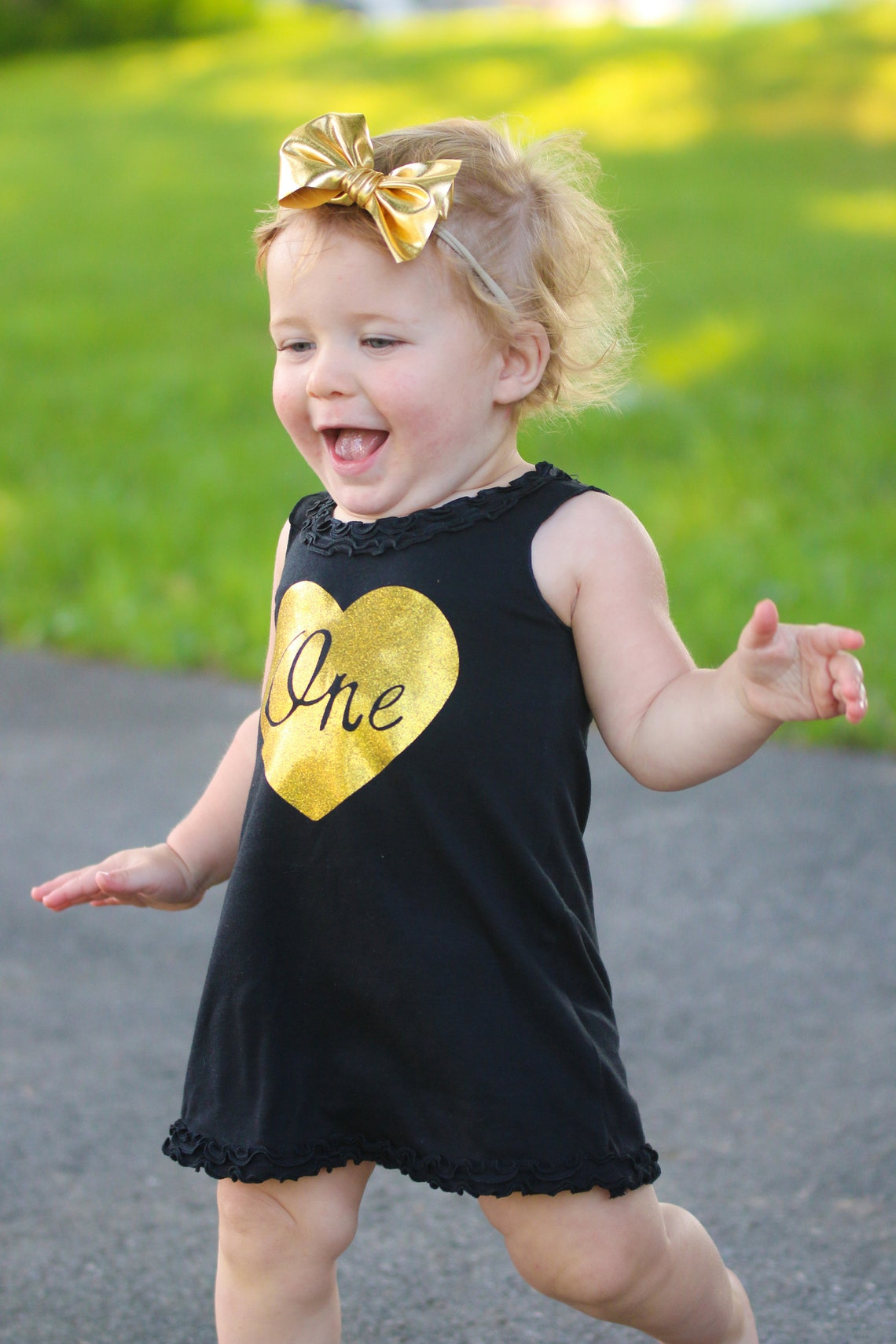 1st Birthday Dress Baby Girl Black and Gold One Year Old Etsy