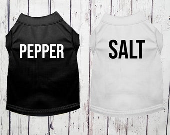 Salt and Pepper Halloween Tshirts For Pet Dogs Cats, Matching Dog Shirts, Costume For Small Medium Large Big Dogs