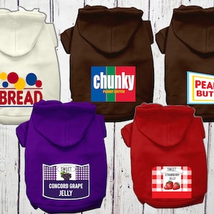 Dog Costumes For Halloween, Peanut Butter Jelly Dog Hoodie Jacket For Pet Dogs Cats, Group Pet Costume, Grape Jelly, Bread, Strawberry Jelly
