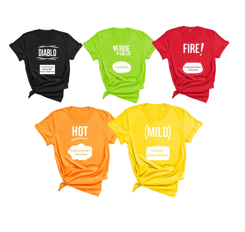 Taco Sauce Shirts Women Men - Matching Taco Sauce Packets Costumes TShirts - Halloween Costume Hot Mild Fire Verde Diablo Tees Costume 