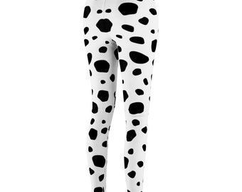 Dalmatian Leggings For Teens and Women, Dalmatian Print Halloween Costume, Dog Spot Leggings, Cruella Inspired Yoga Leggings