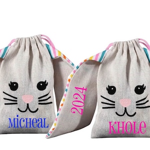 Bunny Treat Bags Personalized - Easter Favor Bags - Easter Gifts For Kids - Treat Bags For Girls and Boys - Custom  Bunny Basket Treat Bag