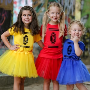 Crayon Costume, Toddler Halloween Costume Girl, Crayon Costume for Kids Adults, Baby Girl Group Halloween Tutu Costume