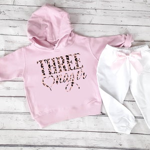 Threenager 3rd Birthday Pants Outfit For Toddler Girl - Three Year Old Pink Leopard Print Birthday Jogging Suit Hoodie Outfits Winter, 3