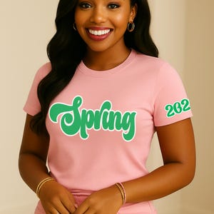 Pink and Green Sorority Shirts, Custom Line Name Number, Paraphernalia Shirt Women, Sorority Gifts, Soror Gift, Greek Apparel, Crossing Gift