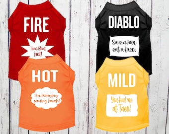 Halloween Taco Sauce Tshirts For Pet Dogs Cats - Matching Taco Sauce Packets Dog Costumes TShirts - Shirts Tops For Mild Hot Fire Pets