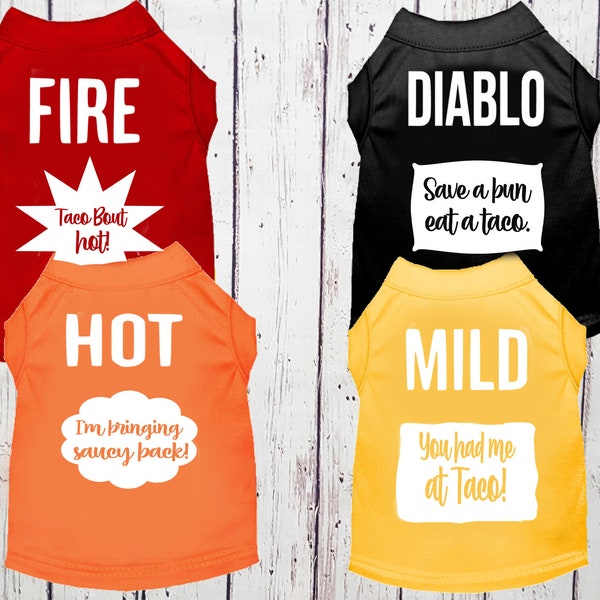 Halloween Taco Sauce Tshirts For Pet Dogs Cats - Matching Taco Sauce Packets Dog Costumes TShirts - Shirts Tops For Mild Hot Fire Pets