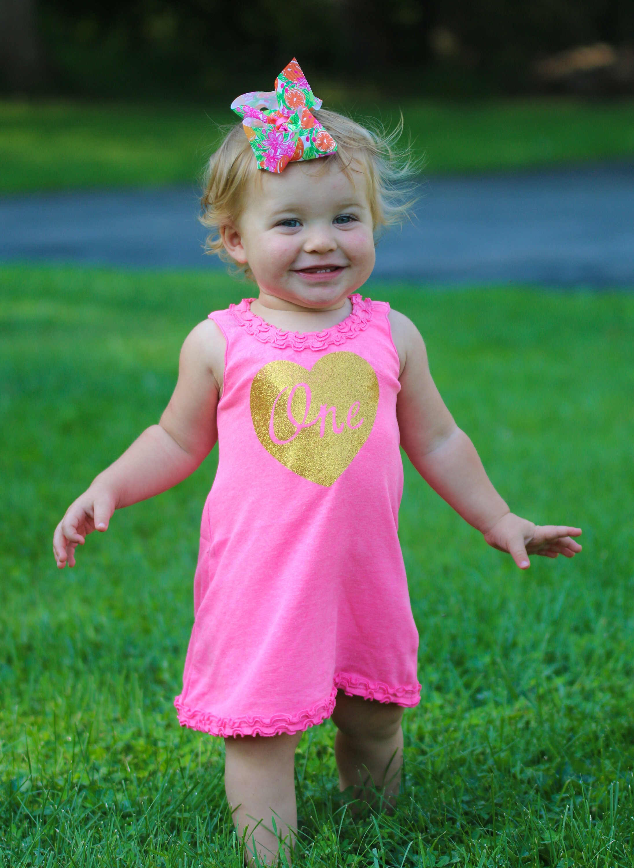 One Year Old Baby Girl Dress Pink and Gold 1st Birthday Tank Etsy