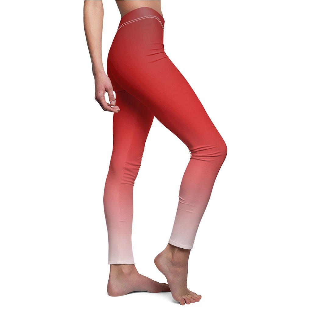 Red Ombre Womens Leggings Red and White 