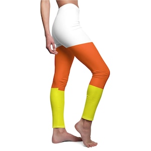 Orange and top yellow striped leggings