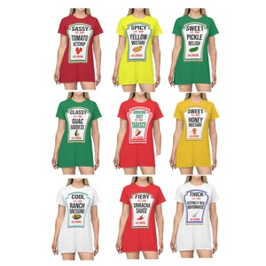 Condiment Group Costume T-Shirt Dress - Ketchup Mustard Relish Halloween Costumes - Condiment Dresses For Women - Matching Condiment Dress