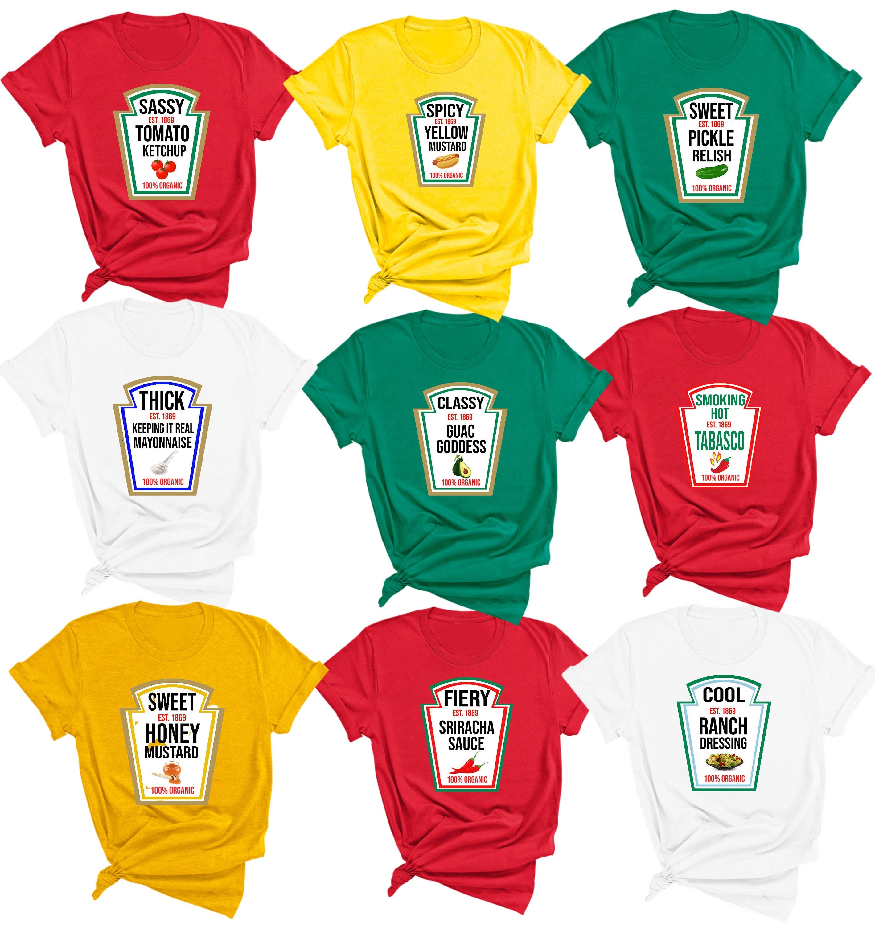 Group Costume Tee Shirt - Ketchup Mustard Relish Costumes - Condiment…