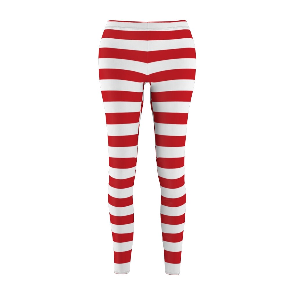 Red and White Stripes Leggings for Women Valentine, Carnival Red and White  Horizontal Striped Women's Cut & Sew Casual Leggings -  Canada