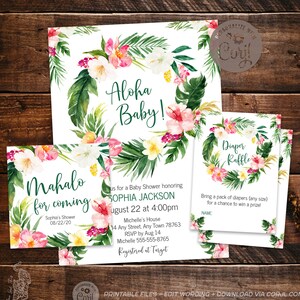 Editable Aloha Baby Shower Package 5x7 Invitation Tropical - Etsy