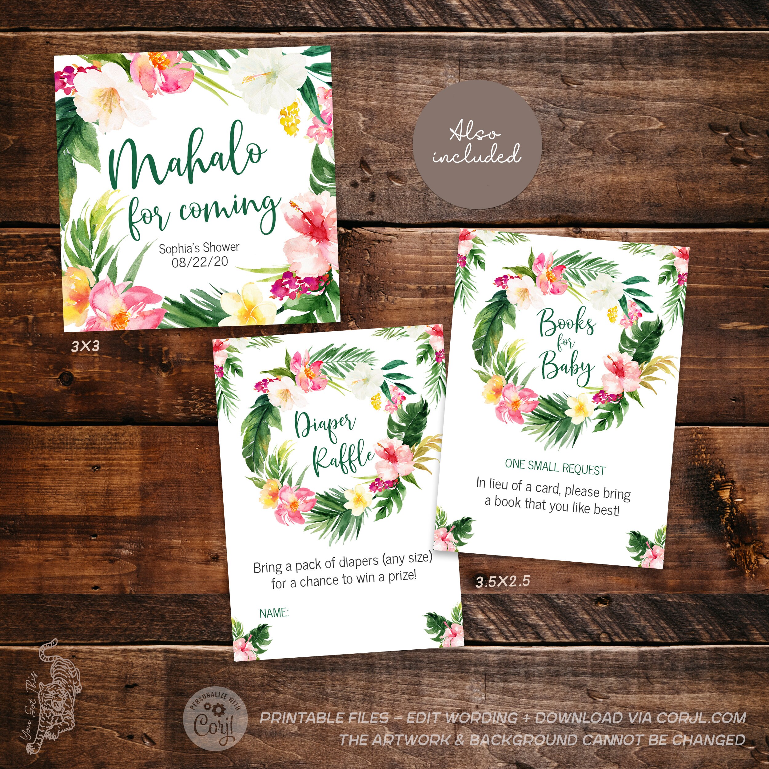 Editable Aloha Baby Shower Package 5x7 Invitation Tropical - Etsy