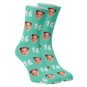 16th Birthday Photo Socks, Personalised Birthday Socks, a  unique gift idea