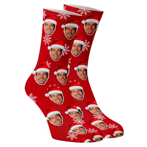 Santa hat Photo Socks | Funny Christmas Gift, Secret Santa, Personalised Socks