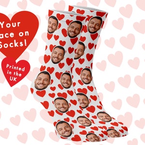 Red Heart Pattern Photo Socks, A unique and personalised gift