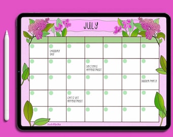 Lilacs Digital Calendar / Cute Calendar / Cute Digital Calendar / Teacher Calendar / Digital Planner Calendar / Flower Calendar