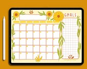 Digital Monthly Calendar/ Sunflower / iPad Calendar / Goodnotes calendar / Teacher Digital Calendar / Cute Digital Calendar / ADHD Calendar