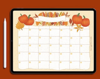 デジタルカレンダー / オープン月間カレンダー / 秋 / 印刷可能 / iPad カレンダー / Goodnotes カレンダー / 教師用カレンダー / かわいいカレンダー